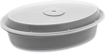 Pactive OC32B Versatainer Containers, Oval, 9.1 X 6.7 X 1.9, Black/clear, 150/carton