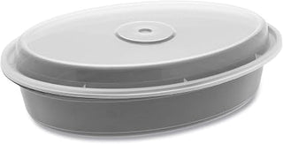 Pactive OC32B Versatainer Containers, Oval, 9.1 X 6.7 X 1.9, Black/clear, 150/carton