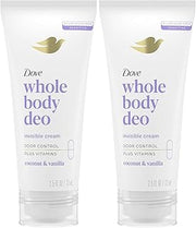 Dove Whole Body Deo Aluminum Free Invisible Cream Deodorant Coconut & Vanilla for 72h Odor Control, 2.5 oz (Pack of 2)