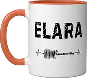 Elara Guitar Heartbeat Music Guitarist Retro Vintage Ceramic Mug, Orange/White