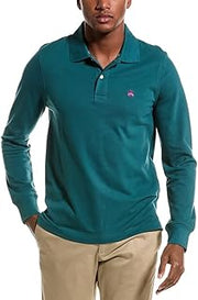 Brooks Brothers Mens Slim Fit All Mesh Cotton Long Sleeve Polo Shirt,