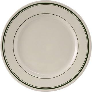 Tuxton China TGB-022 Plate, 8-3/8" Diameter, Round, Wide Rim, Rolled Edge, Microwave and Dishwasher Safe, Oven Proof, Fully Vitrified, Ceramic, Green Bay, Pack of 36