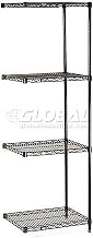 Black EPOXY, 4 Tier, Wire Shelving ADD-ON Unit, 24W X 18D X 86H