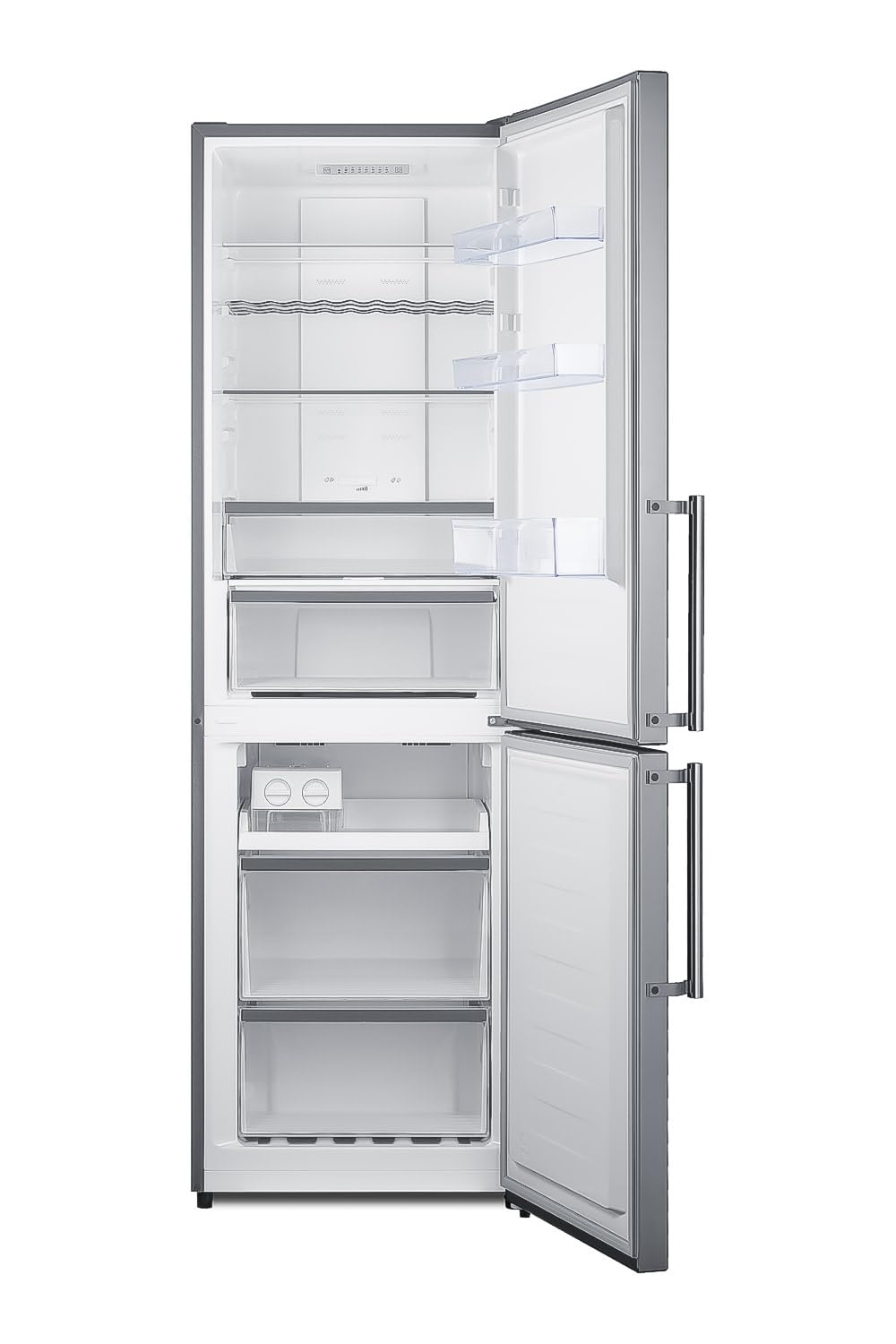 Summit 24-Inch Bottom Freeze Refrigerator by Summit Appliance – 10.8 cubic_feet, Stainless Steel, Model FFBF235PL