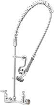 T&S Brass B-0133-B-02 8-Inch Wallmount Faucet with 18-Inch Riser B-0044-H Flex Hose and B-0107 Spray Valve