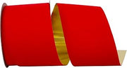 Reliant Ribbon 3906-615-10J Velvet Gold Back Polypro Ribbon, 4 Inch X 25 Yards, Medium Red