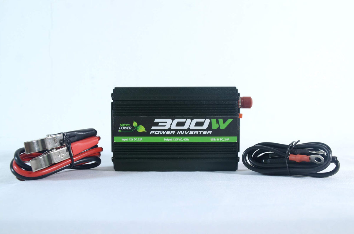 110 Watt Complete Solar Kit with 300 Watt Power Inverter by Nature Power – Aluminum, Pack of 4, Model 5724278
