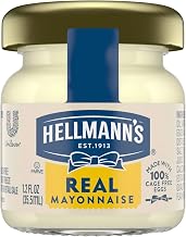 Hellmann's Real Mayonnaise Mini Jars, 1.2 Fl Oz, 72 Pack | 100% Cage Free Eggs, Gluten Free, Vegetarian, Balanced Flavor, Smooth Texture, Superior Emulsion, for Room Service & Catering