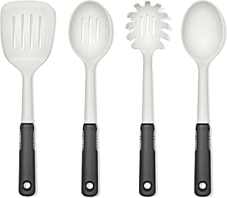 OXO Good Grips 4‑Piece Nylon Utensil Set, Oat, Cooking Utensil Set Designed to Protect Non-Stick Cookware