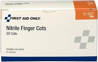 First Aid Only 21-027 Nitrile Latex Free Finger Cots, First Aid Kit Refill Supplies for Business, Food Service, and Home, Box of 50