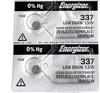 Energizer 337 SR416SW Button Cell Silver Oxide Watch Battery Pack of 2 Batteries