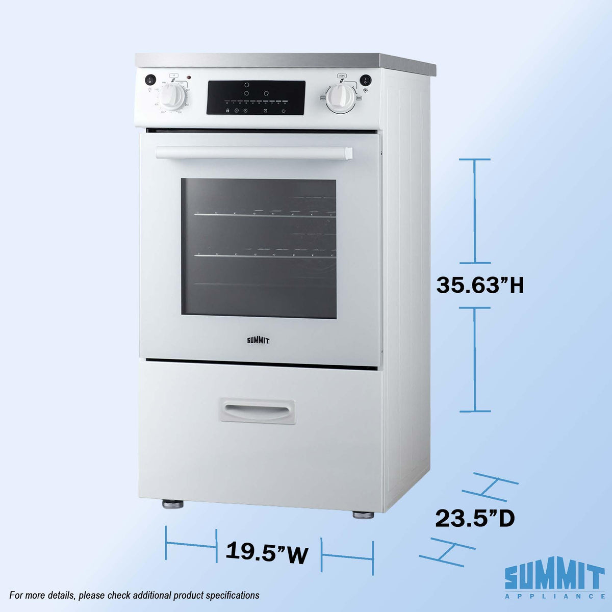 Summit 20" Induction Range by Summit Appliance – 20 Inch, 2.09 cubic_feet, White, Model REN20SS4