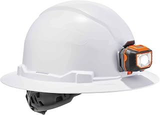 Ergodyne 60152 Hard Hat with Light, Full Brim, Ratchet Suspension, Class E, Skullerz 8971LED,White