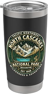 North Cascades National Park Washington Retro Badge Design Stainless Steel Insulated Tumbler