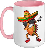 Dabbing Mexican Cactus Fiesta Mexican Festival Cinco De Mayo Ceramic Mug, Pink/White, 15oz