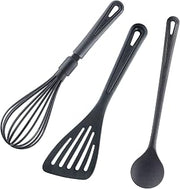 Westmark Kitchen Utensil Set 3 Pieces: Whisk, Spatula, Mixing Spoon, Plastic, Gentle, Black, 286822E6