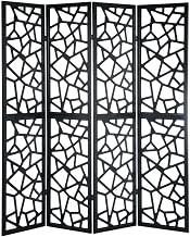 FurniFact Black 4-Panel Wood Room Divider, Folding Privacy Screen, Fabric Panels, Contemporary Style, 70 Inch Tall, Freestanding