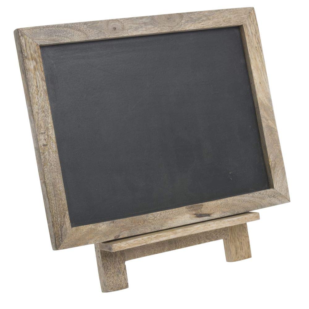 Chalkboard Sign with Easel Natural Mango Wood - 12" L x 6" W x 11 3/4" H by HUBERT – Wood, Brown, Model 79404