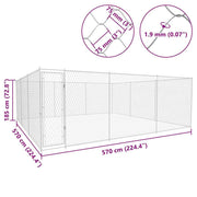 Outdoor Dog Kennel Galvanized Steel 224.4"x224.4"x72. by vidaXL – Alloy Steel, Silver, Model 145034