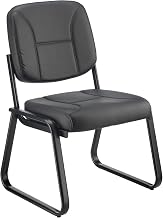 Global Industrial Bonded Leather Reception Chair, Armless, Black