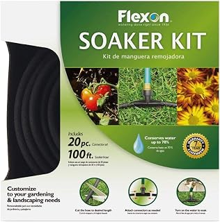 Flexon WS100KITCN 20-Piece Soaker Hose Kit, 100 ft, Black