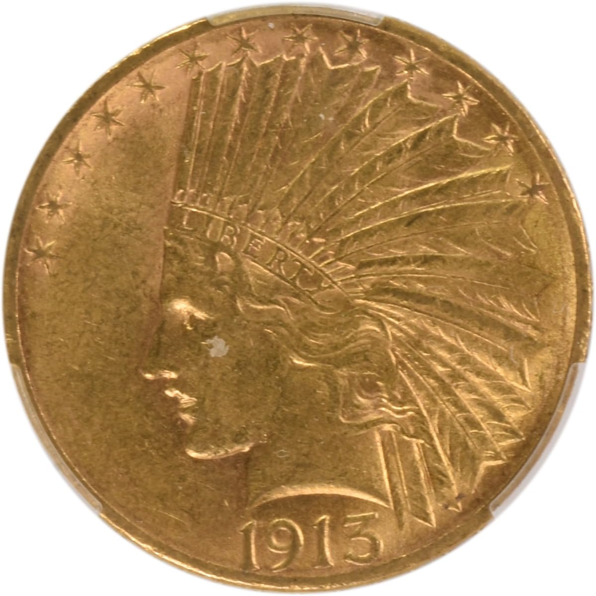 1913 S $10 Gold Indian CAC AU by Generic – Gold