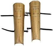 Spartan Leg Guard Set, 18 Gauge Steel Medieval Warrior Greaves with Antique Brass Finish and Adjustable Straps for Adult LARP Cosplay Reenactment Costume