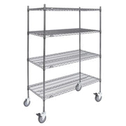 Mobile Flint Metal 4-Shelf Unit - 48" L x 24" W x 69" H by HUBERT – Steel, Flint, Model 61644+71360