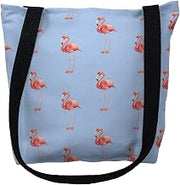 Betsydrake TY084BG 18 x 18 in. Flamingo Tiled Light Blue Background Tote Bag - Large