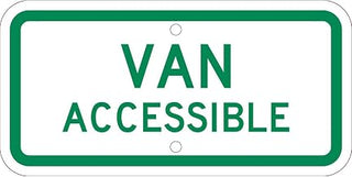 NMC Traffic Sign, Van Accessible, 6" X 12", White, TMAS11J