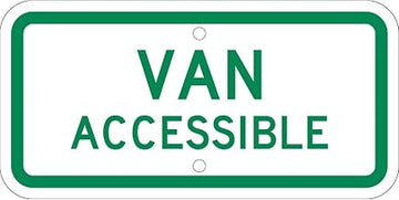 NMC Traffic Sign, Van Accessible, 6" X 12", White, TMAS11J