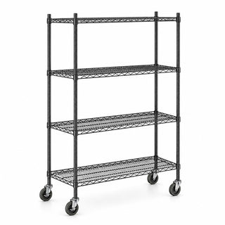 Glownary 18" x 48" NSF Black Epoxy 4-Shelf Kit with Casters – Product Details