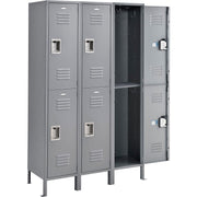 Global Industrial 2-Tier 6 Door Locker – 15" Wx18 Dx36 H, Gray, Assembled