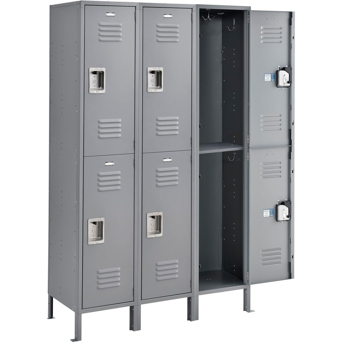 Global Industrial 2-Tier 6 Door Locker – 15" Wx18 Dx36 H, Gray, Assembled