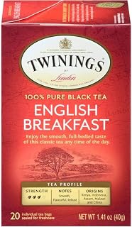 Twinings English Breakfast Tea, Tea Bags, 20-Count Boxes (Pack of 6) (Value Bulk Multi-Pack)