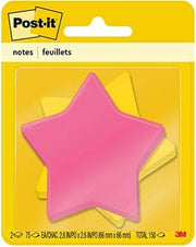 3M 7350SSSTR Shaped Note Pads, Star, 3-Inch x3-Inch, 75 Sheets, 2/PK, YW