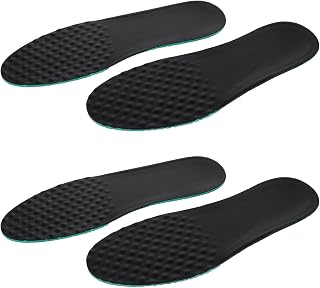DOITOOL 2 Pairs Black Lambskin Athletic Shoe Insoles for Men Size 38-44, Breathable Sweat-Absorbing Sports Inserts, Cuttable for Running, Golf, and Military Training Use