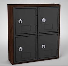 Cell Phone Locker by United Visual – Small, Wood/ABS Plastic, Walnut/Black Door, Model UVQ1030