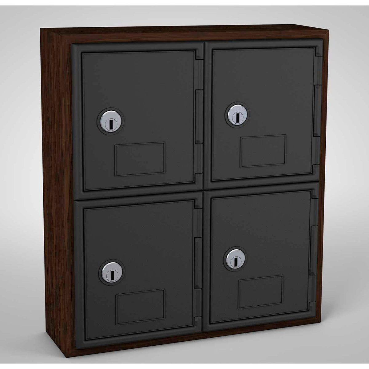 Cell Phone Locker by United Visual – Small, Wood/ABS Plastic, Walnut/Black Door, Model UVQ1030