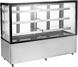 Omcan 44505 72-INCH SQUARE GLASS FLOOR REFRIGERATED DISPLAY CASE