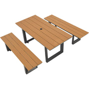 Urban 6' Plastic Rectangular Picnic Table & Bench Set by Global Industrial – Aluminum, Tan, Model OTZY-18B