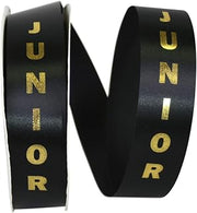 Reliant Ribbon Junior Satin Ribbon, 1-3/8 Inch X 100 Yards, Black/gold