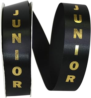 Reliant Ribbon Junior Satin Ribbon, 1-3/8 Inch X 100 Yards, Black/gold