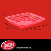 Cash and Carry Grande Basket, Red, Platter Food Basket, Durable Design, Ideal for Serving and Display, Versatile Use, Pack of 12, Vibrant Red Color by Tablecraft – Model C1077R
