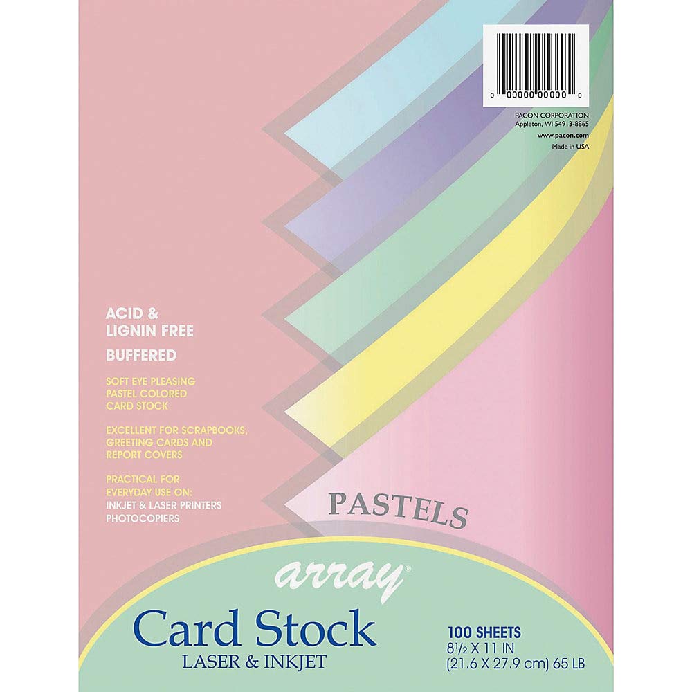 Pastel Card Stock by Pacon – 100 Sheets, Paper, Assorted Pastel, Model PAC101315