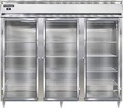 DL3RE-GD Designer Line Extra-Wide Three Section Reach In Glass Door Refrigerator, 85-1/5"W