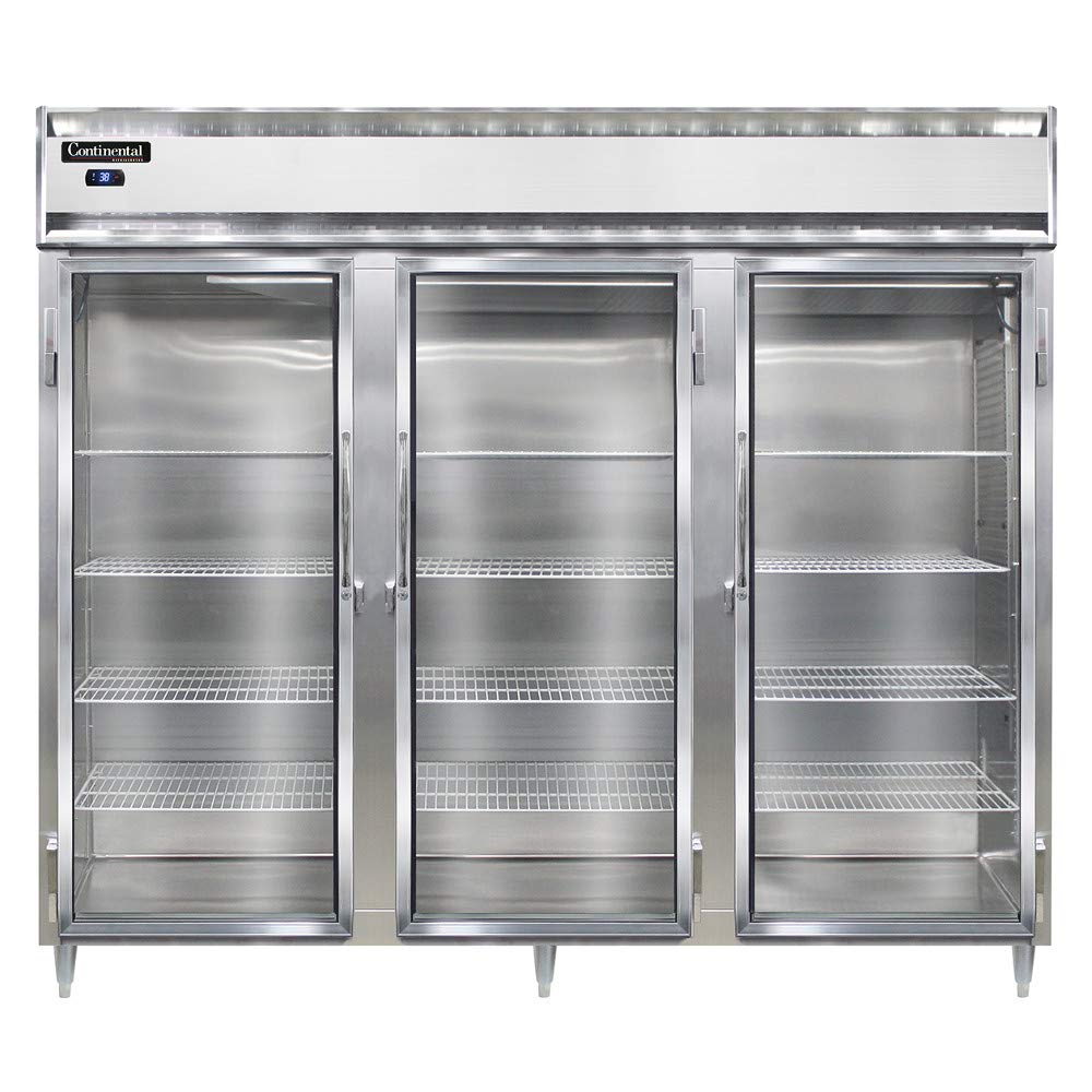 Designer Line Extra-Wide Three Section Reach In Glass Door Refrigerator by Continental Refrigerator – Model DL3RE-GD