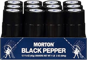 Morton Disposable Pepper Shakers, Black Pepper Ground, 1.5 oz, Pack of 12