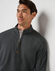 Mens Cloud Sweater 1/4 Zip by TravisMathew – X-Large, Cotton Blend, Heather Black, Model A42356