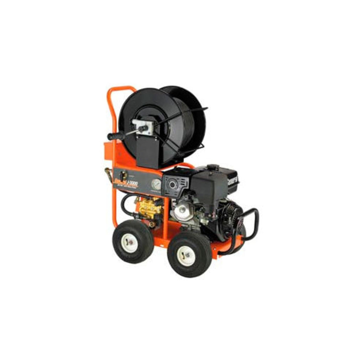 Gas Water Jet Drain/Sewer Cleaning Machine W/200' x 3/8"Hose CM-300 Cart Reel by General Wire – 24"L x 40"W x 42"H, Rubber, Multicolor, Model JM-3000-A